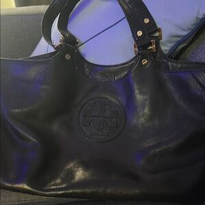 Tory Burch Black Leather Tote Bag